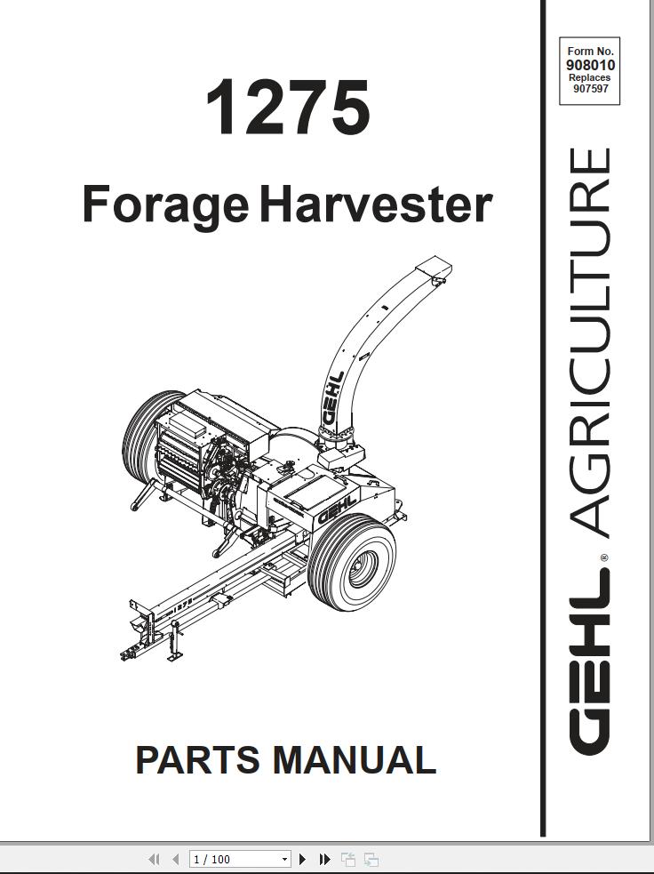 GEHL Forage Harvesters 1275 Parts Manual 908010A
