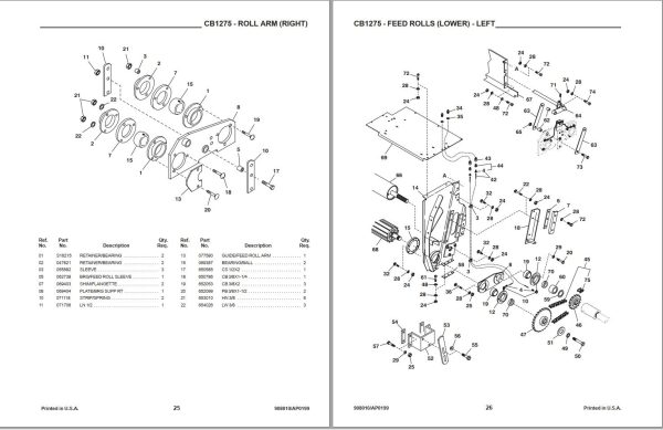 GEHL Forage Harvesters 1275 Parts Manual 908010A 1