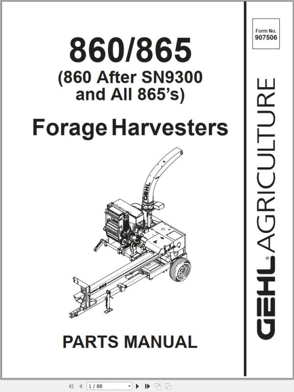 GEHL Forage Harvesters 860 865 Parts Manual 907506A