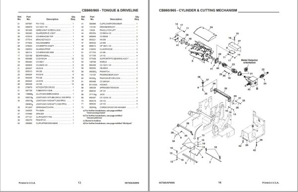 GEHL Forage Harvesters 860 865 Parts Manual 907506A 1