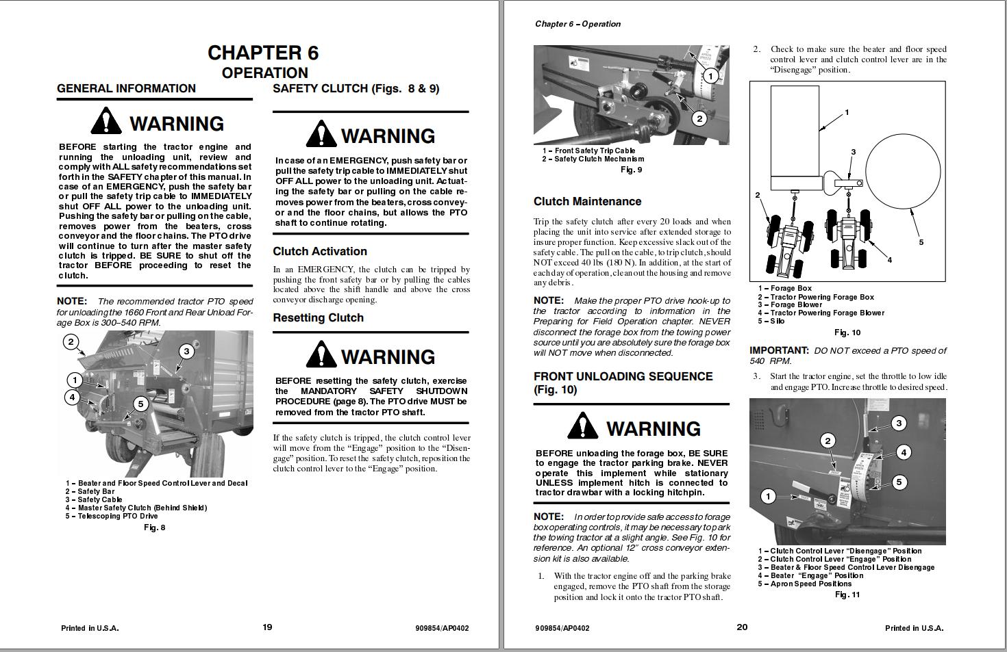 GEHL Front Rear Unload Forage Box 1660 1660HD Operators Manual 909854A 1