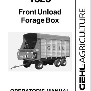 GEHL Front Unload Forage Box 1620 Operators Manual 909857A