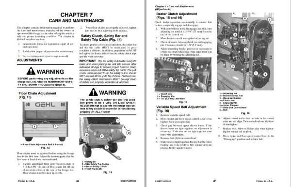 GEHL Front Unload Forage Box 1620 Operators Manual 909857A 1
