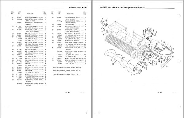 GEHL Hay Attachment HA1100 Service Parts Manual 903661A 1