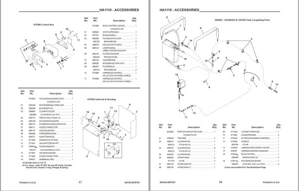 GEHL Hay Attachment HA1110 Parts Manual 907551A 1