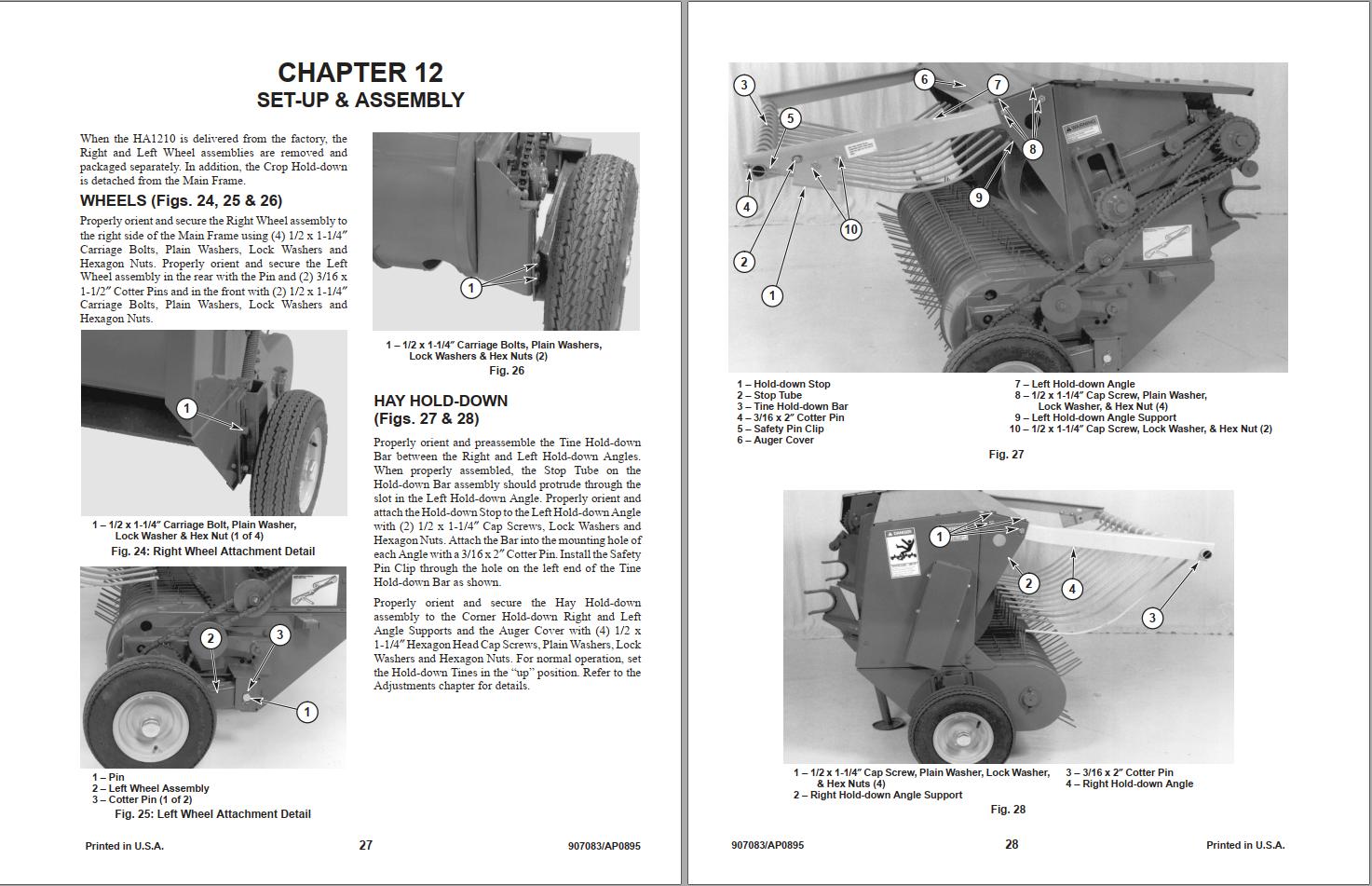GEHL Hay Attachment HA1210 Operators Manual 907083A 1