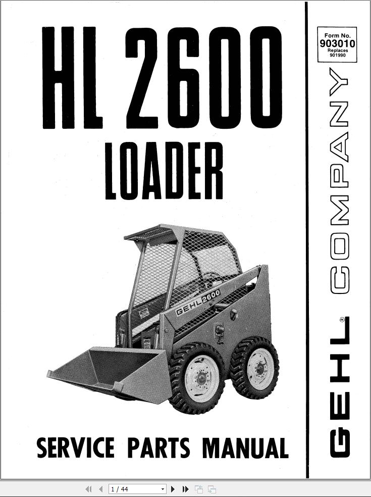 GEHL Loader HL2600 Service Parts Manual 903010A