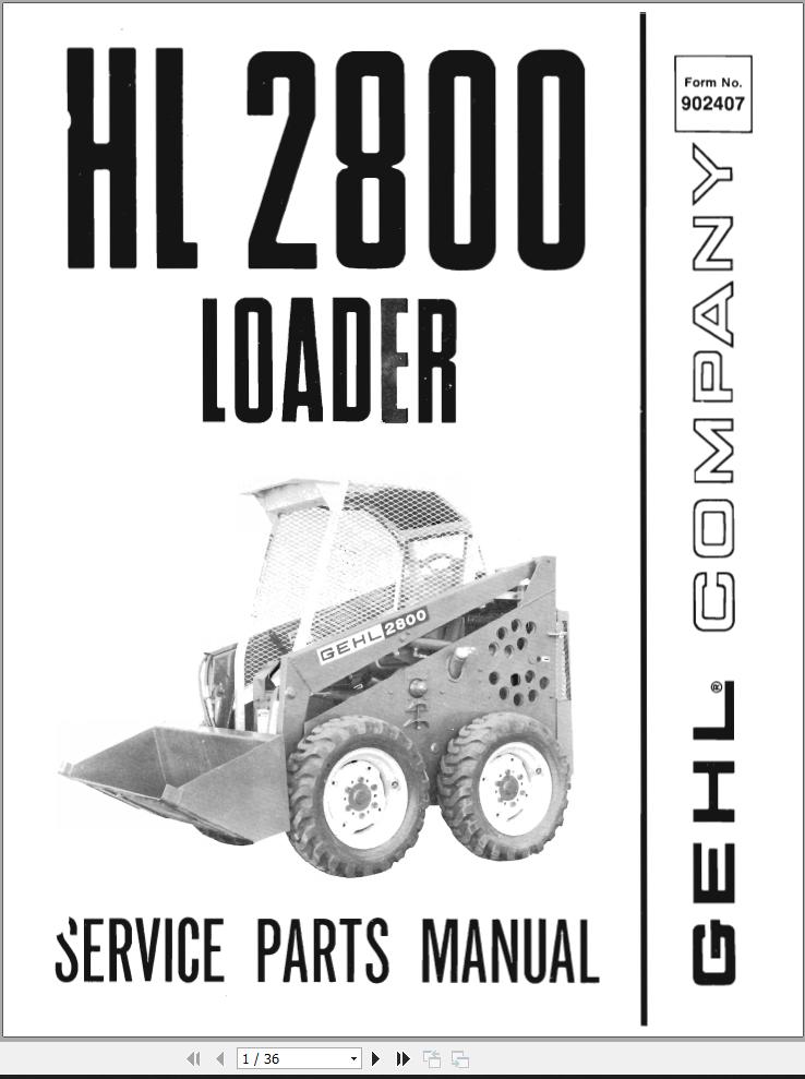 GEHL Loader HL2800 Service Parts Manual 902407C