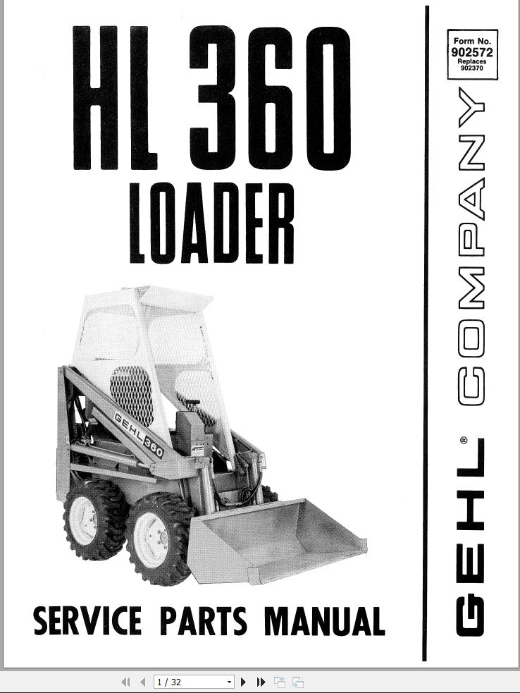 GEHL Loader HL360 Service Parts Manual 902572A