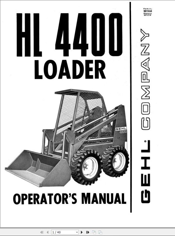 GEHL Loader HL4400 Operators Manual 901556