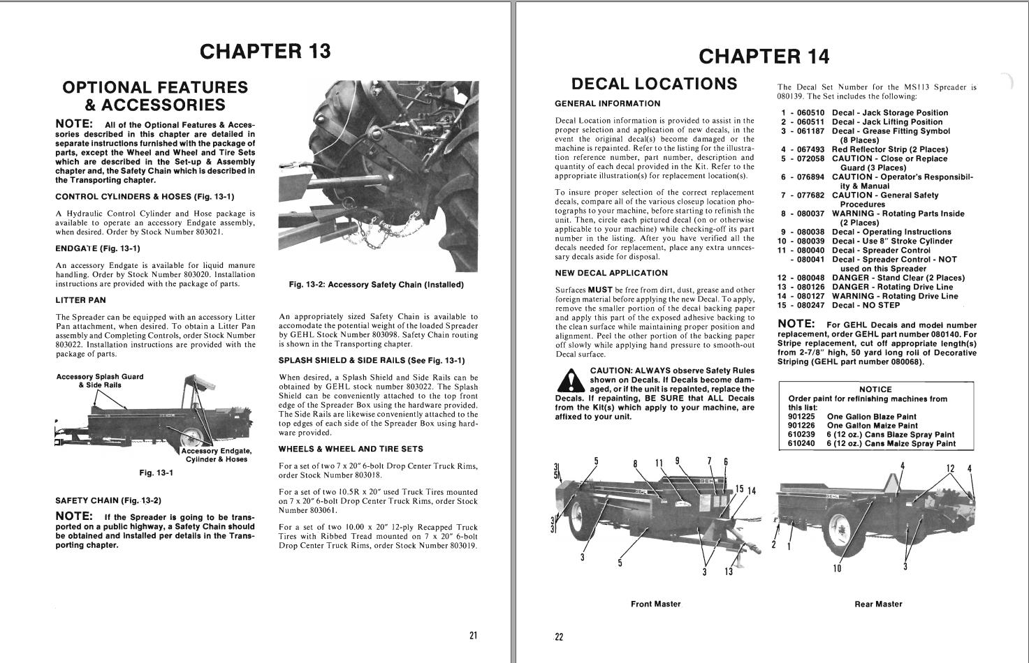 GEHL Manure Spreader 113 Operators Manual 903737A 1