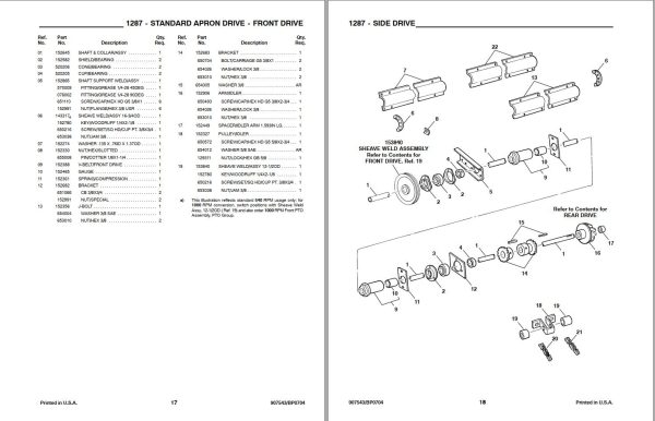 GEHL Manure Spreader 1287 Parts Manual 907543B 1