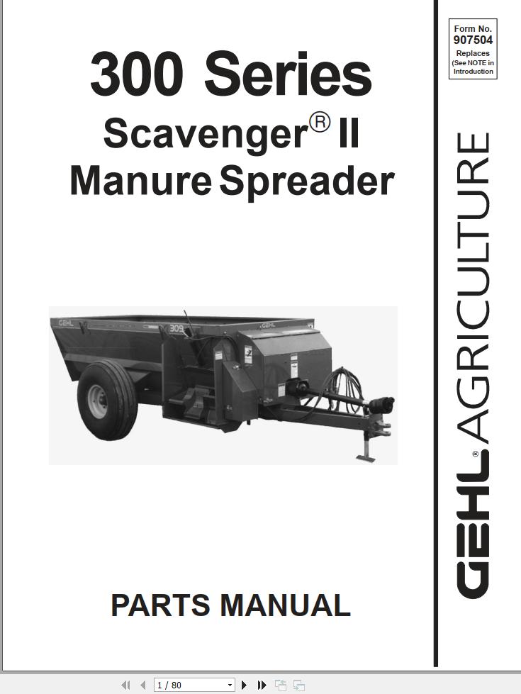 GEHL Manure Spreader 300 Series Parts Manual 907504A