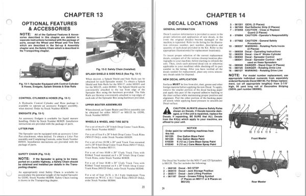 GEHL Manure Spreaders 117 125 Operators Manual 903696A 1