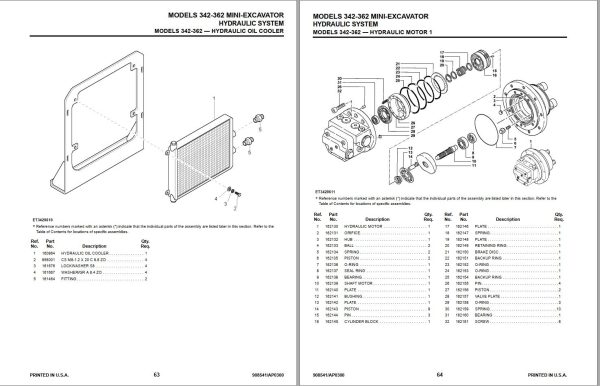 GEHL Mini excavator 342 362 Parts Manual 908541A 1