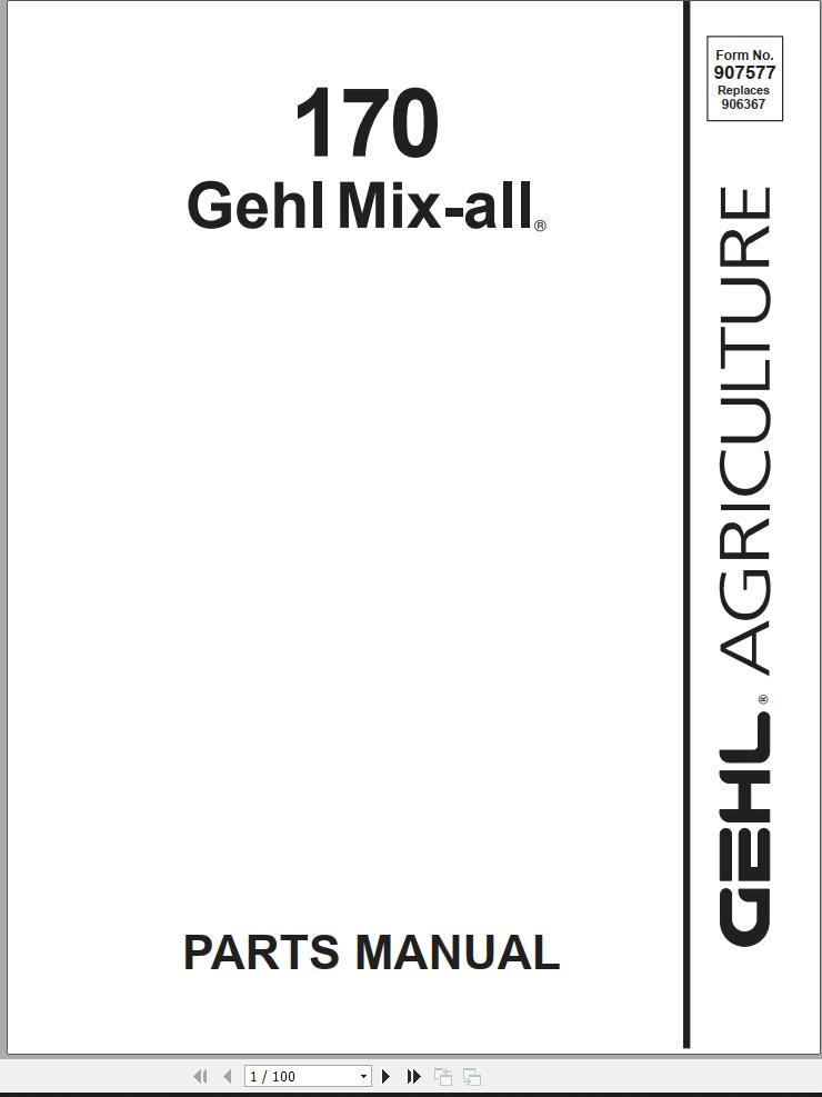 GEHL Mix All 170 Parts Manual 907577A
