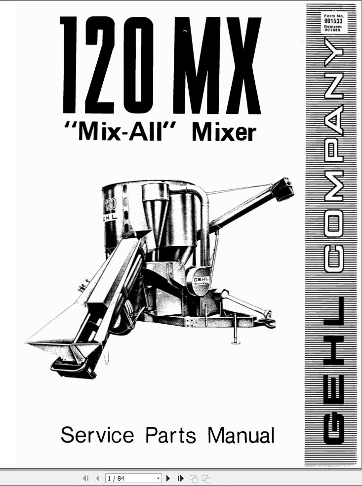 GEHL Mixer 120MX Service Parts Manual 901533A
