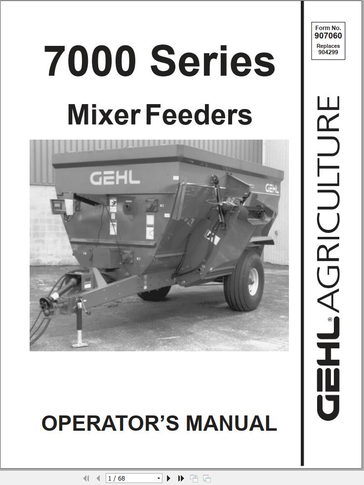 GEHL Mixer Feeders 7000 Series Operators Manual 907060A