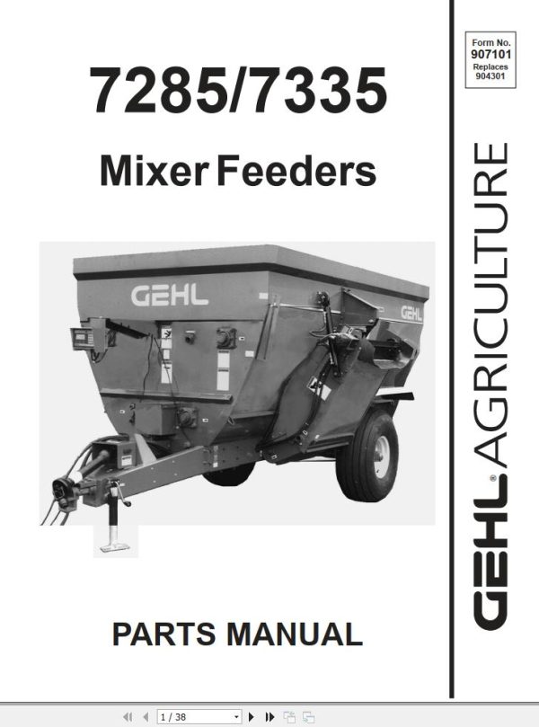 GEHL Mixer Feeders 7285 7335 Parts Manual 907101A