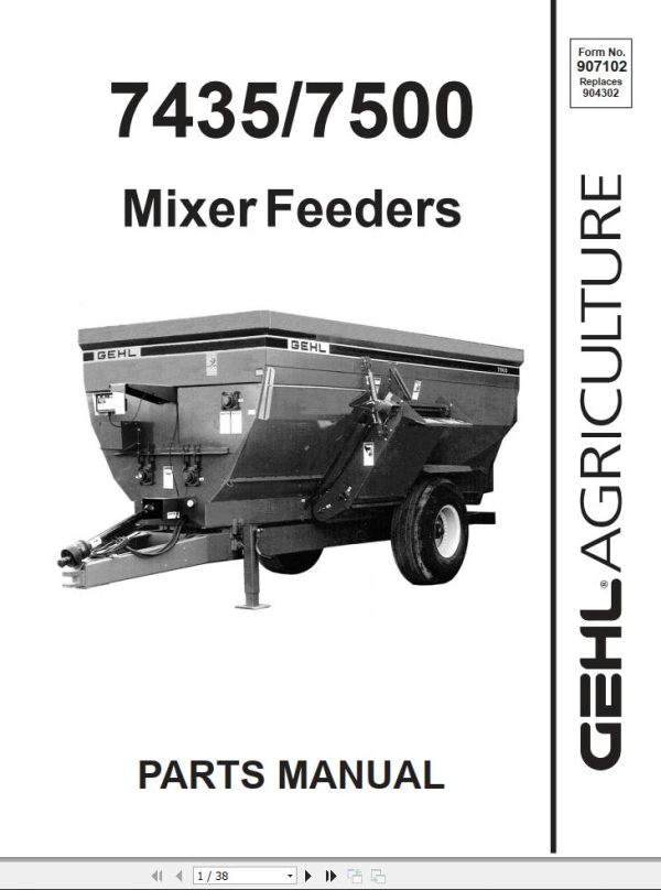 GEHL Mixer Feeders 7435 7500 Parts Manual 907102A