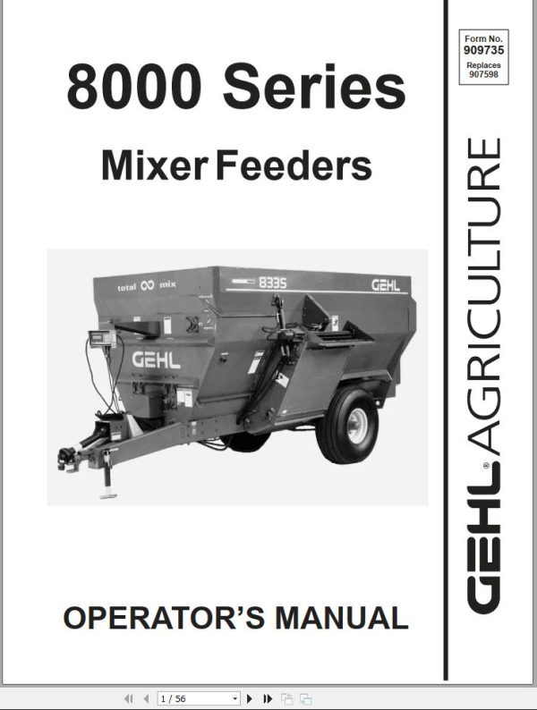 GEHL Mixer Feeders 8000 Series Operators Manual 909735A