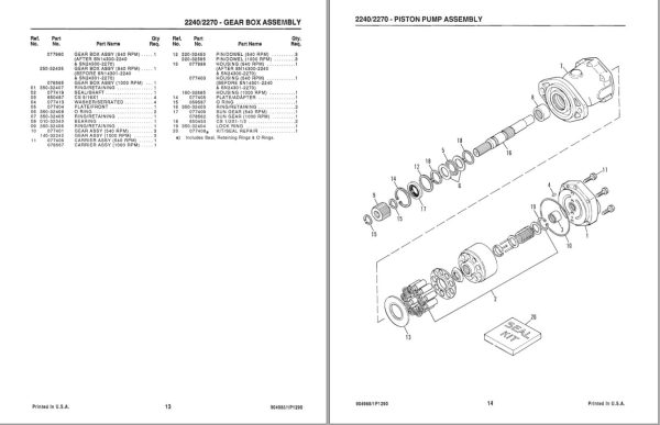 GEHL Mower Conditioner 2240 2270 Service Parts Manual 904988A 1