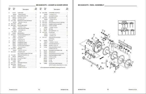 GEHL Mower Conditioner 2245 2275 Parts Manual 907094A 1