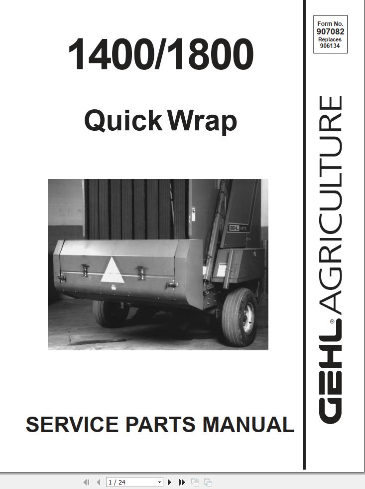 GEHL Quick Wrap 1400 1800 Parts Manual 907082A