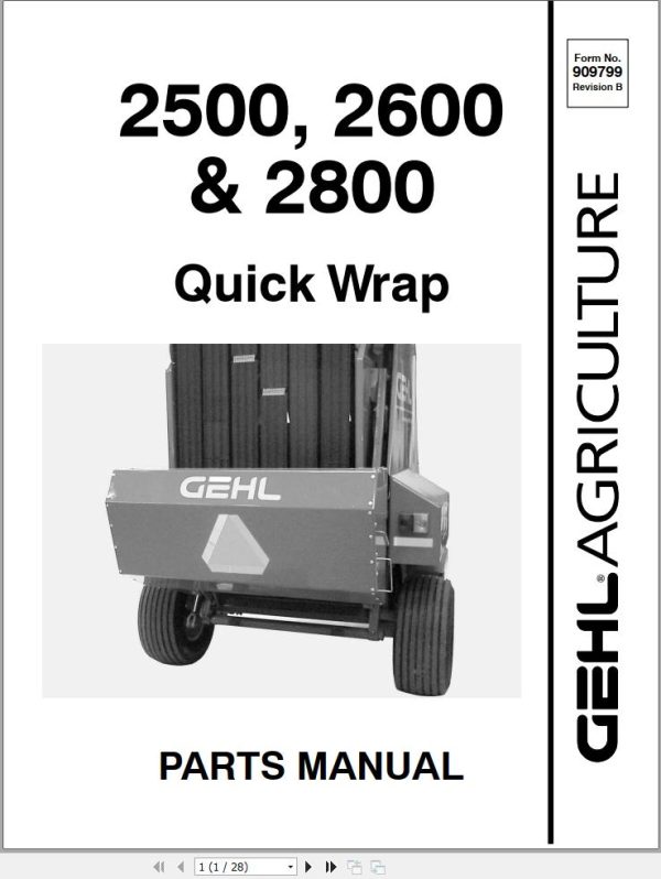 GEHL Quick Wrap 2500 2600 2800 Parts Manual 909799B