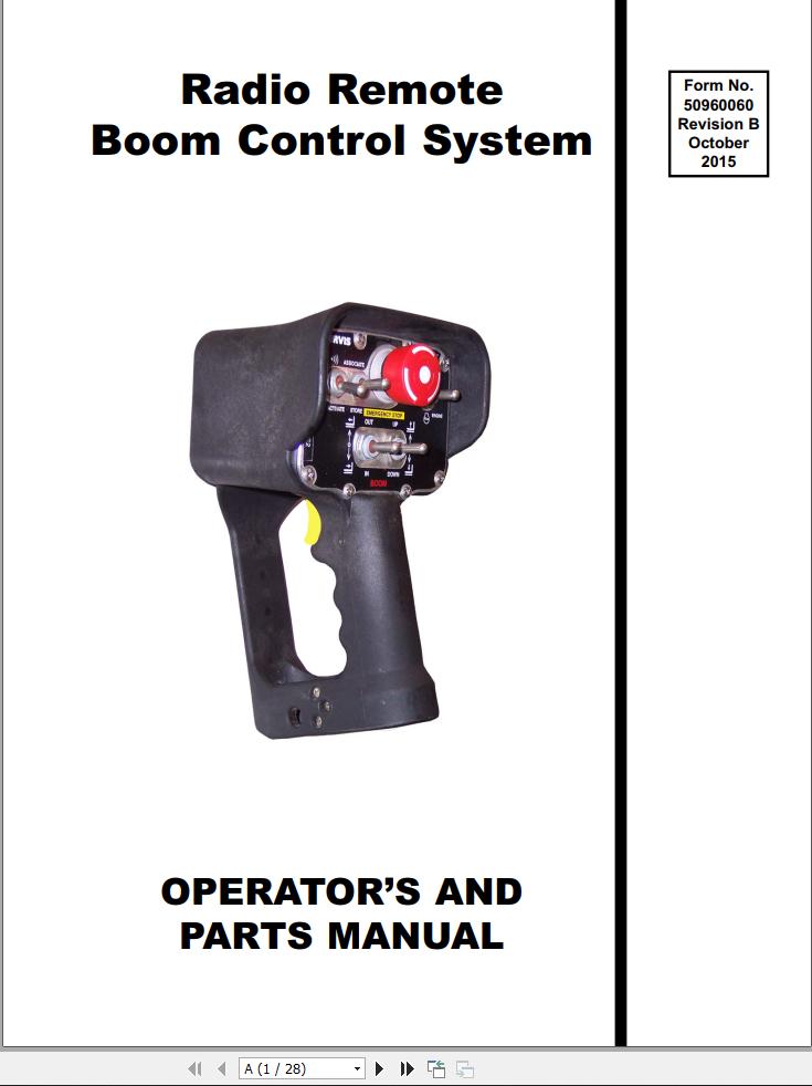 GEHL Radio Remote Boom Control System Operators And Parts Manual 50960060b