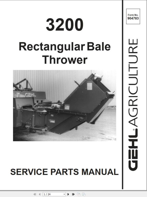 GEHL Rectangular Bale Thrower 3200 Service Parts Manual 904783A