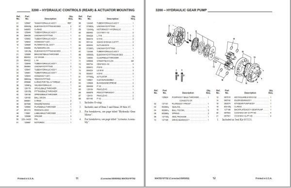 GEHL Rectangular Bale Thrower 3200 Service Parts Manual 904783A 1