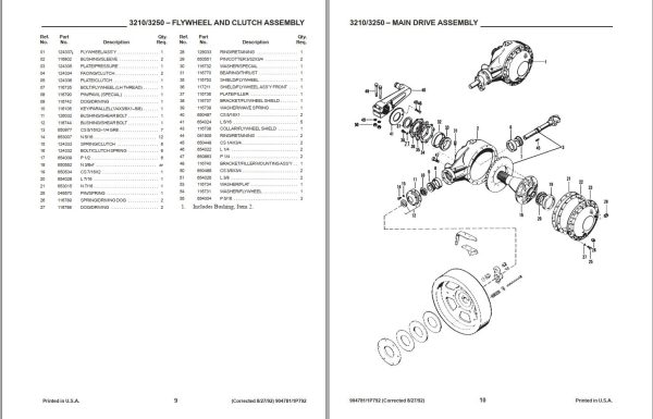 GEHL Rectangular Baler 3210 3250 Service Parts Manual 904781A 1