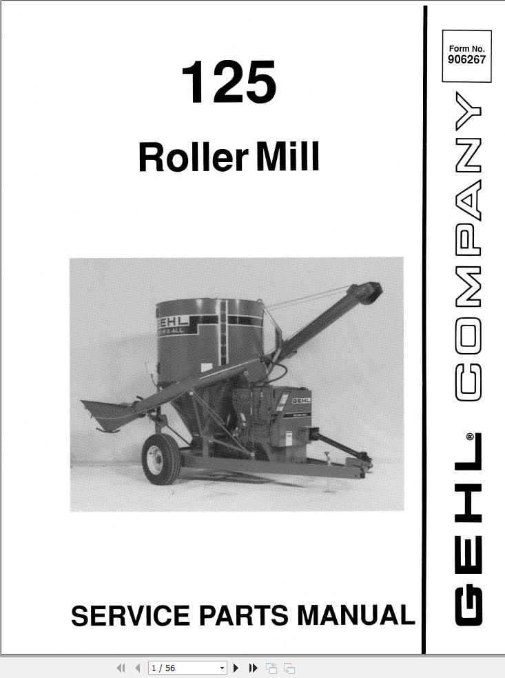 GEHL Roller Mill 125 Parts Manual 906267A