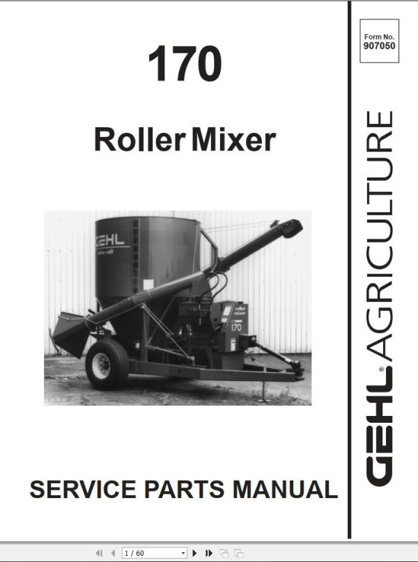 GEHL Roller Mixer 170 Service Parts Manual 907050A