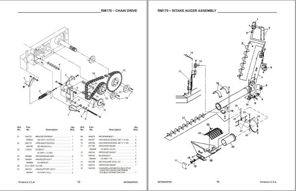 GEHL Roller Mixer 170 Service Parts Manual 907050A 1