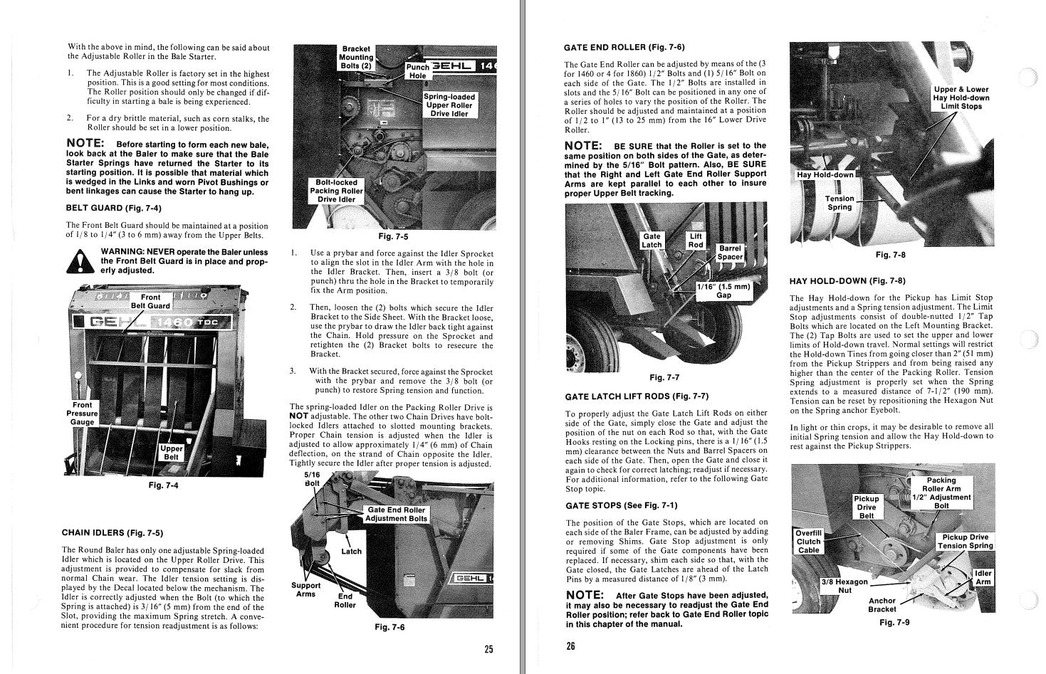 GEHL Round Balers 1460 1860 Operators Manual 903308A 1
