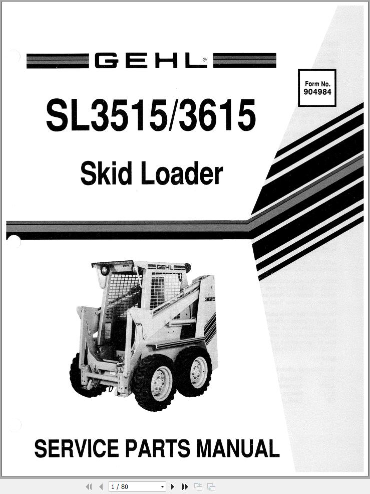 GEHL Skid Loader 3515 3615 Service Parts Manual 904984A