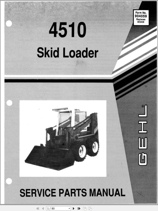 GEHL Skid Loader 4510 Service Parts Manual 904059A