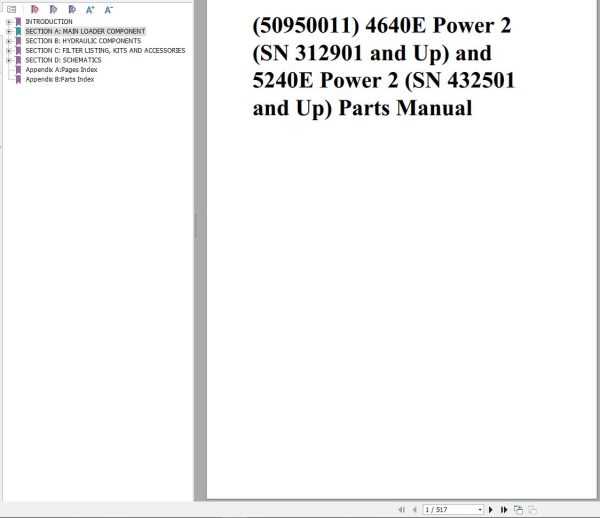 GEHL Skid Loader 4640E 5240E Power2 Parts Manual 50950011