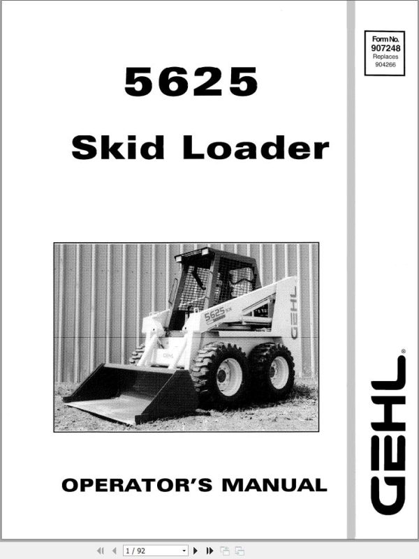 GEHL Skid Loader 5625 Operators Manual 907248A