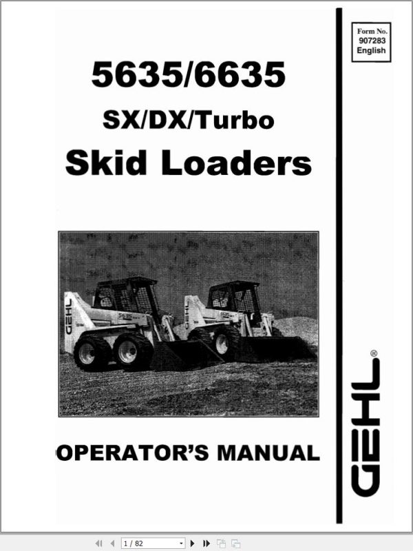 GEHL Skid Loader 5635 6635 Operators Manual 907283D