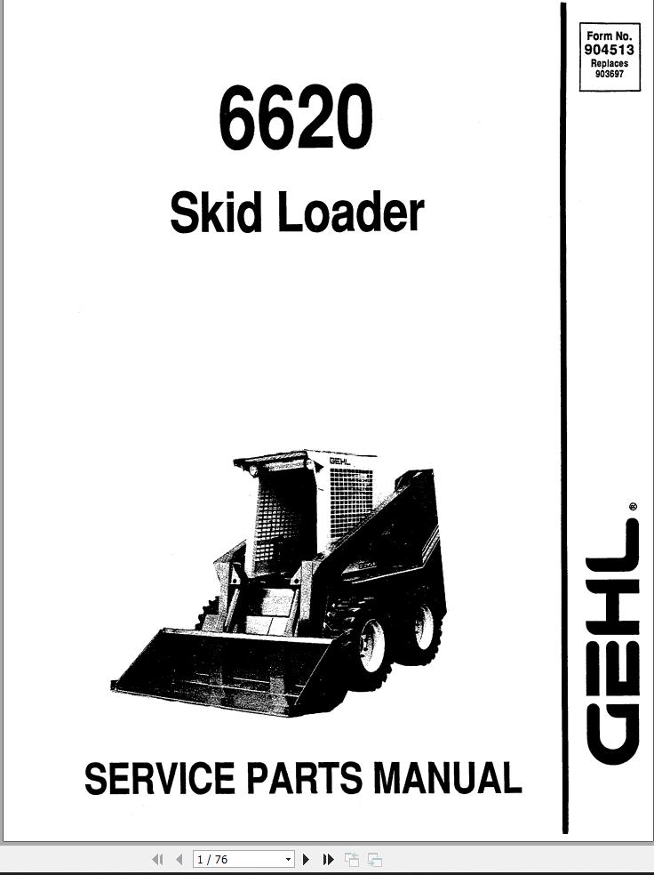 GEHL Skid Loader 6620 Service Parts Manual 904513A