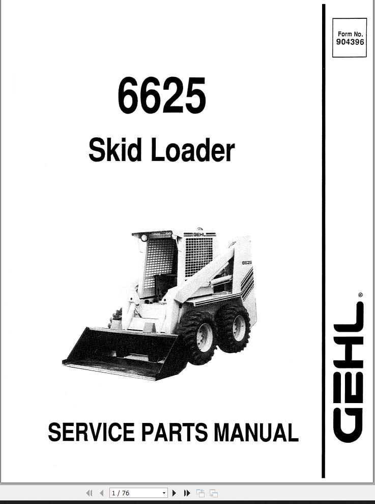 GEHL Skid Loader 6625 Service Parts Manual