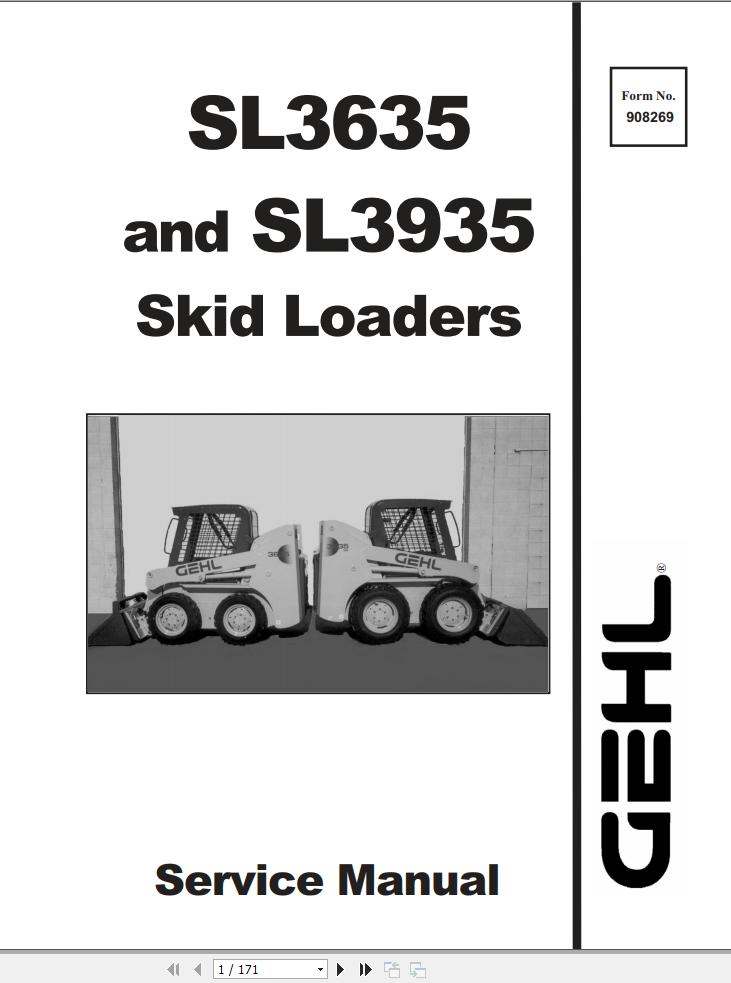 GEHL Skid Loader SL3635 SL3935 Service Manual 908269