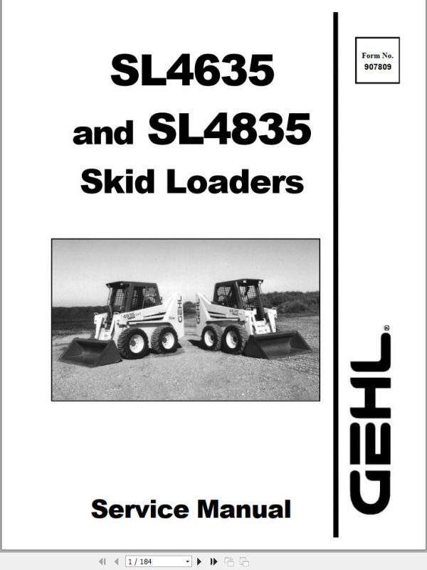 GEHL Skid Loader SL4635 SL4835 Service Manual 907809