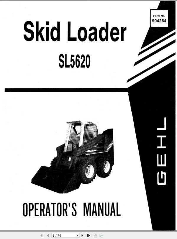 GEHL Skid Loader SL5620 Operators Manual 904264A