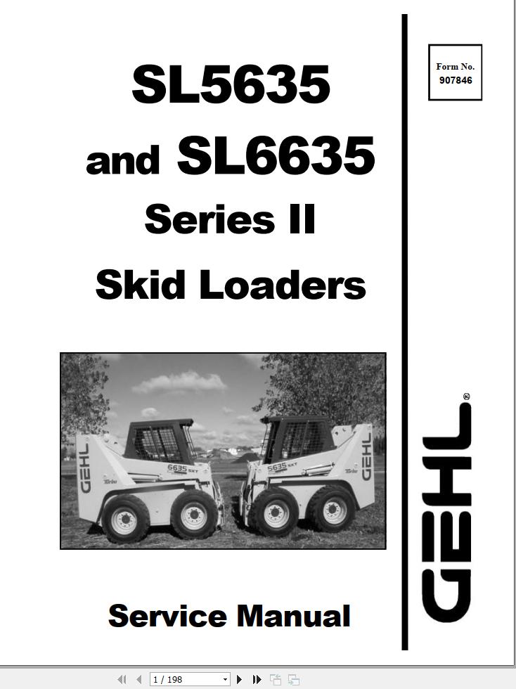 GEHL Skid Loader SL5635 SL6635 Series II Service Manual 907846