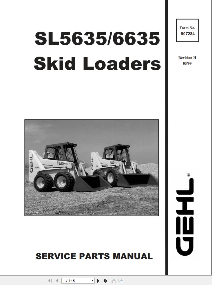 GEHL Skid Loader SL5635 SL6635 Service Parts Manual 907284H