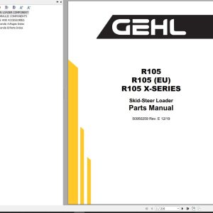 GEHL Skid Steer Loader R105 R105 X Series Parts Manual 50950259E